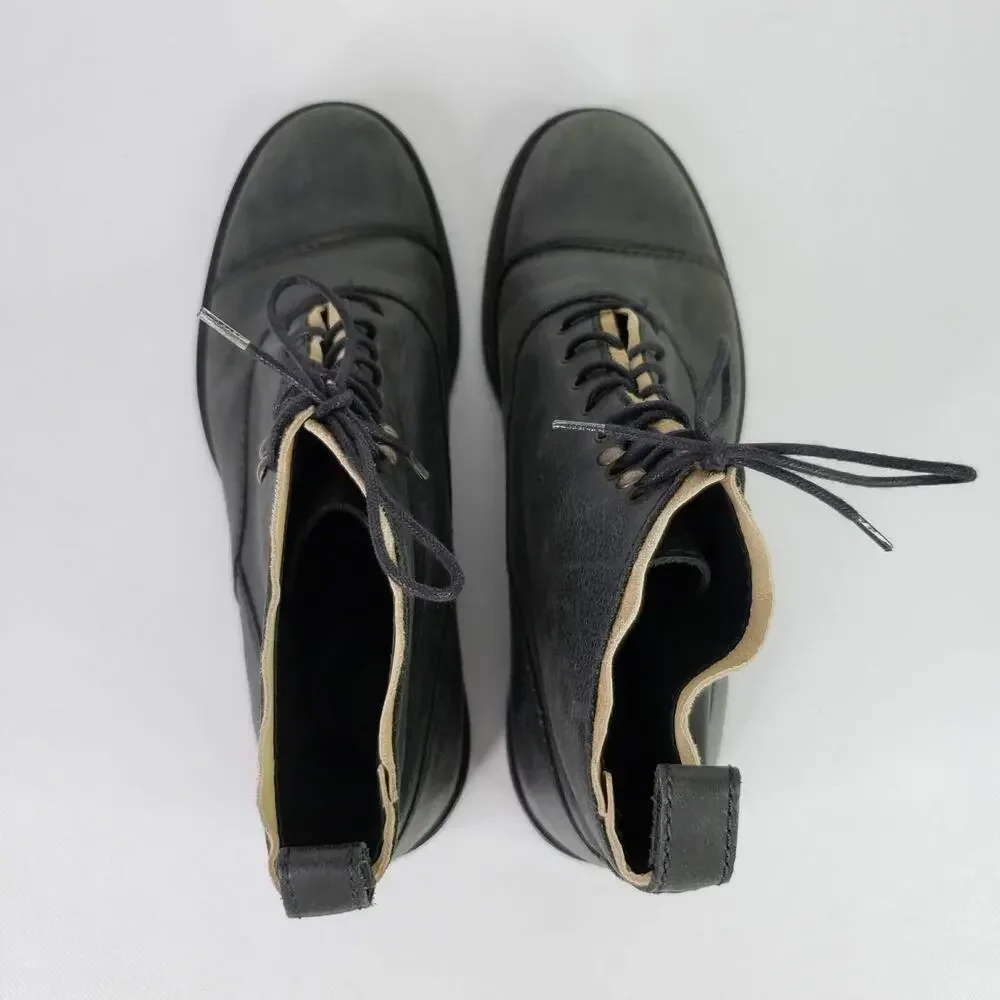 J Crew Black Leather Ankle Boots Womens Size 8 Pretty Style Italy Academia